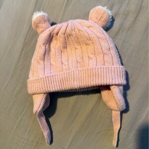 GAP Pink Cable Knit Kids Hat with Ear Flaps